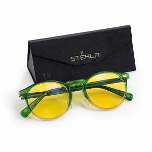 STЁKLA GREEN (76%)- лимитированная серия очков с желтыми линзами в зеленой оправе